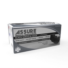Load image into Gallery viewer, Protection Pack: ASSURE Black Disposable Surgical Face Mask 3-Ply with Earloop  (50 pieces per box)