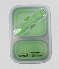 Load image into Gallery viewer, Others: Collapsible Silicone Lunchbox – With 3 Compartments + Forkspoon