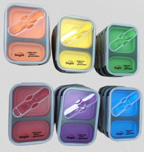 Load image into Gallery viewer, Others: Collapsible Silicone Lunchbox – With 3 Compartments + Forkspoon