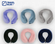 Load image into Gallery viewer, Wellness and Feel Good: Travel Blue Wider Fit Tranquillity Memory Foam Travel Pillow