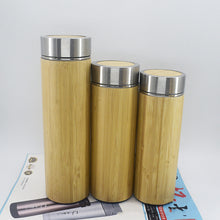 Load image into Gallery viewer, Drinkware Pack: Stainless Steel Bamboo Vacuum Water Bottle (450ml)