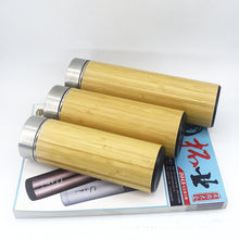 Load image into Gallery viewer, Drinkware Pack: Stainless Steel Bamboo Vacuum Water Bottle (450ml)