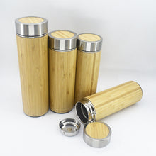Load image into Gallery viewer, Drinkware Pack: Stainless Steel Bamboo Vacuum Water Bottle (450ml)
