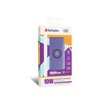 Load image into Gallery viewer, Electronics Pack: Verbatim Li-polymer Qi, QC & PD 10W  Wireless Charging Power Pack 10,000mAh - Grey and Purple