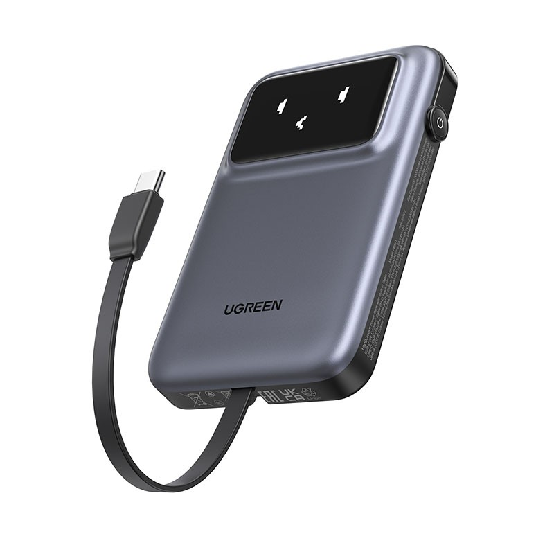 UGREEN PB511 10000mAh 30W PD Power Bank with Built-in USB-C to USB-C Cable (Black)
