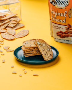 Healthy Snack (Halal): 100g SKINNIE Biscotti: Matcha Almond Biscotti (Stand Pouch)