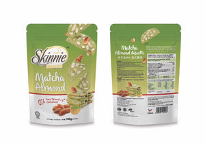 Healthy Snack (Halal): 100g SKINNIE Biscotti: Matcha Almond Biscotti (Stand Pouch)