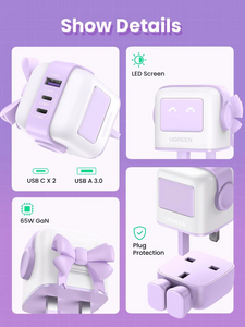 UGREEN Uno Charger 65W (Black or Purple)