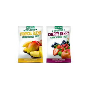 Healthy Snack: 36g Sensible Foods All-Natural 100% Fruit Cherry Berry or Tropical Blend Crunch Dried Fruit