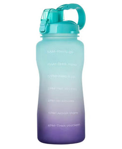 Drinkware Pack: Sport Water Bottle with Locking Flip-Flop Lid and Drinking Straw and Motivational Time Marker BPA Free (2,000ml)