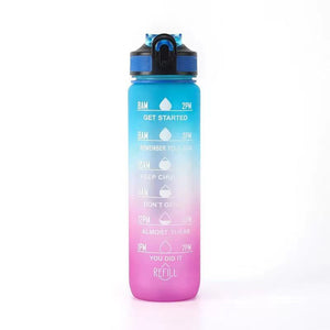 Drinkware Pack: Sport Water Bottle With Motivational Time Marker BPA Free (1,000ml)