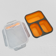 Load image into Gallery viewer, Others: Collapsible Silicone Lunchbox – With 3 Compartments + Forkspoon

