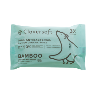 Protection Pack: Cloversoft Unbleached Bamboo Organic Antibacterial Wipes 15s