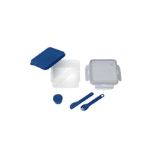 Load image into Gallery viewer, Others: Lock and Lock To-Go Lunch Box w Divider, Spork and Knife 1.2L Square Blue/ Yellow
