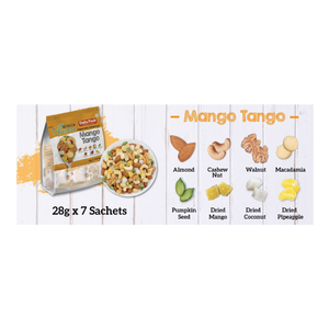 Healthy Snack (Halal): 28g x 7 NutriOne Mango Tango - Baked Nuts & Dried Fruits Daily Pack