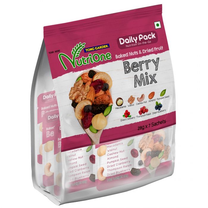 Healthy Snack (Halal): 28g x 7 NutriOne Berry Mix - Baked Nuts & Dried Fruits Daily Pack